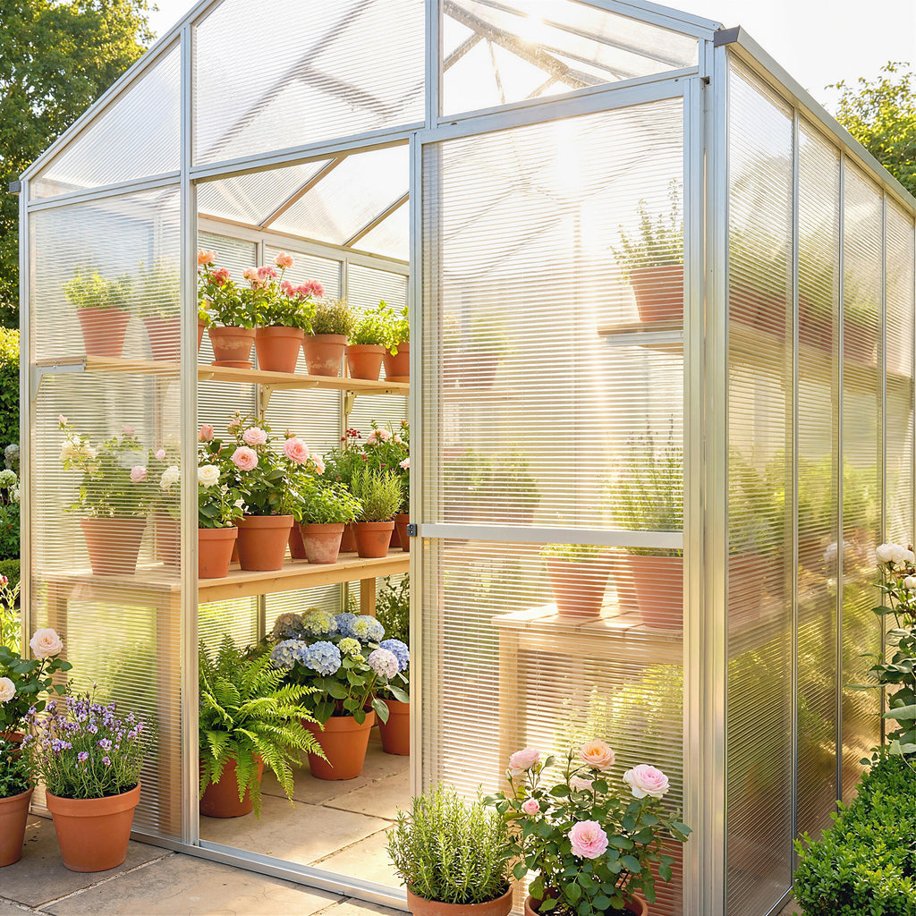Outsunny Set of 10 Polycarbonate Honeycomb Sheets, 120x60 cm, Anti-UV, Cuttable, for Greenhouses and Canopies, Roofs