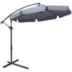 2.7x2.7 m Garden Umbrella with Metal Arm and Adjustable Polyester Canopy and Crank Opening, Grey - Borge' Group Limited