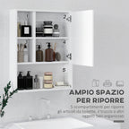 Bathroom Cabinet with Mirror, Shelves and Adjustable Shelf, Wall Mounted, 60x15x76cm, White