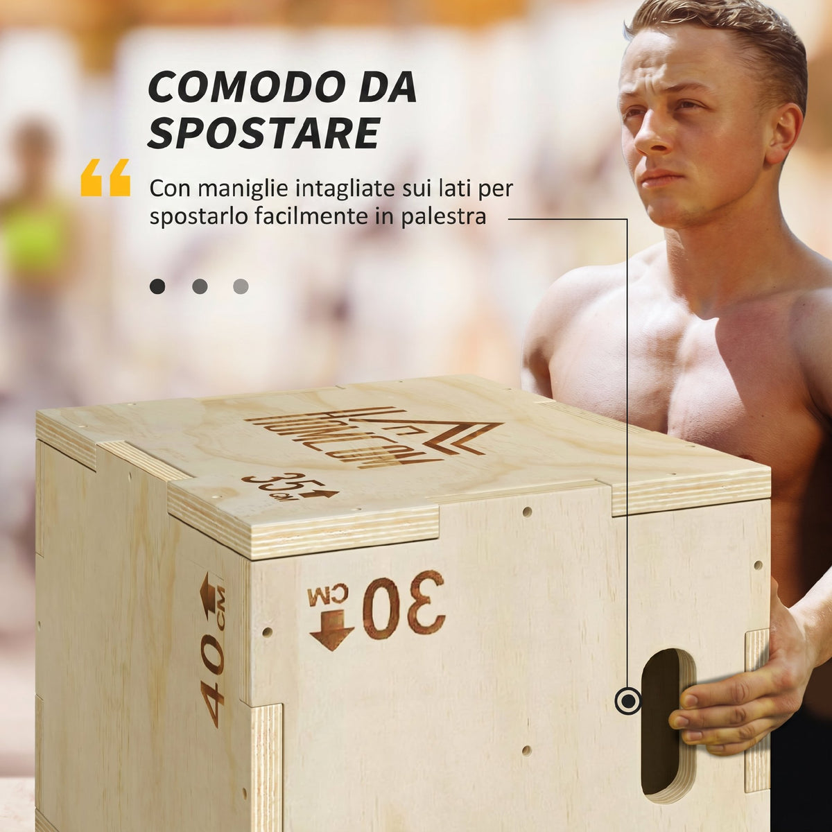 HOMCOM 3-Height Wooden Plyometric Jumping Box, 120kg Capacity, 40.5x35.5x30.5cm