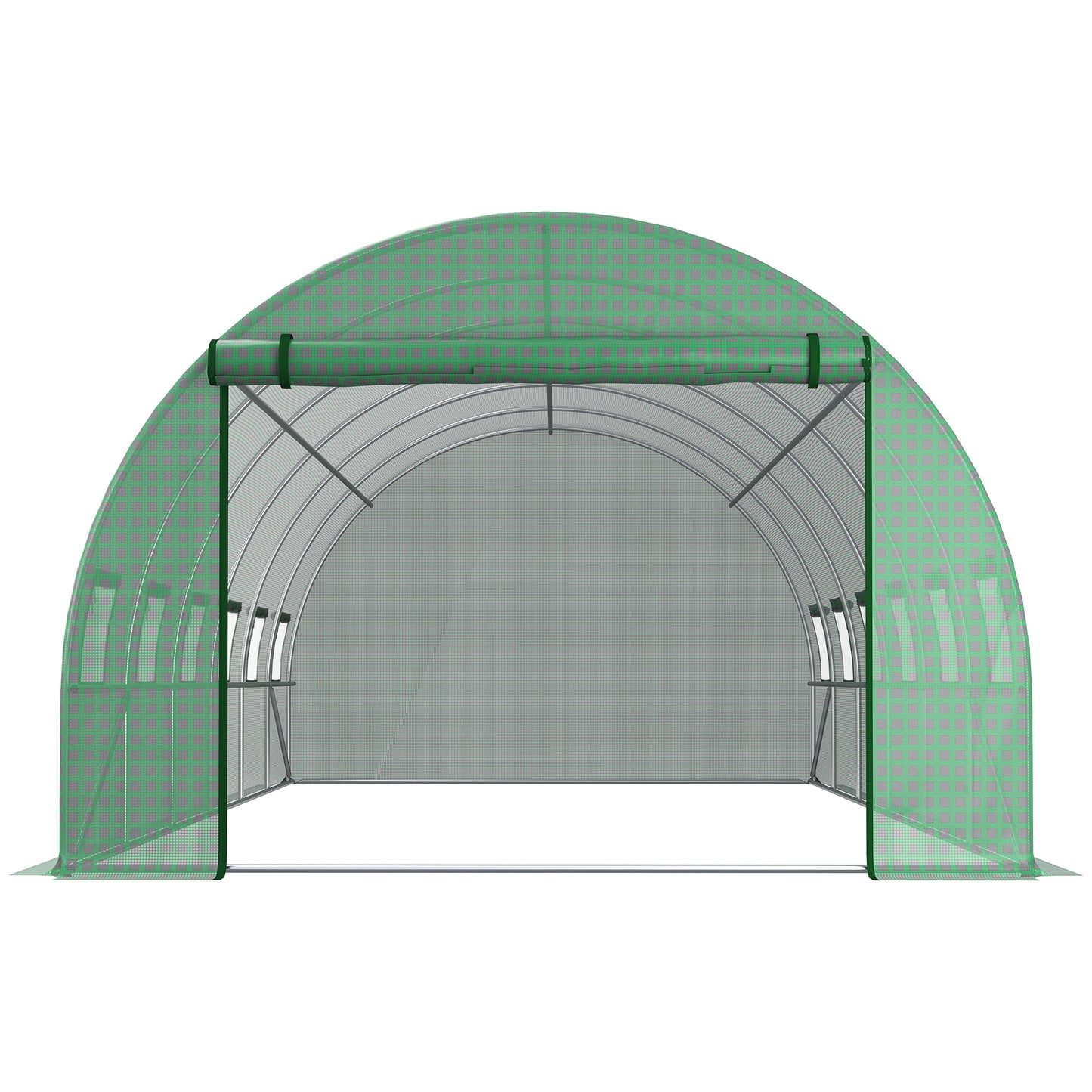 Outsunny PE Greenhouse Sheet with 12 Windows, Roller Door and Buried Edges, 6x3x2 m, Green - Borgè