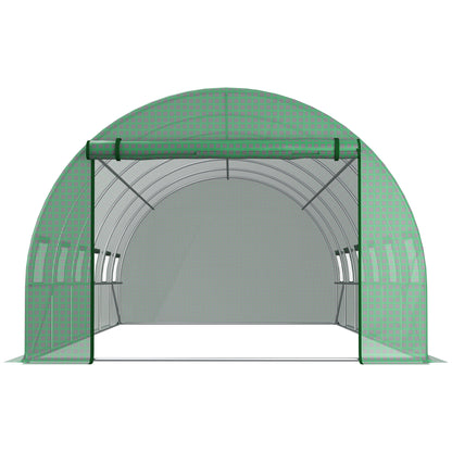 Outsunny PE Greenhouse Sheet with 12 Windows, Roller Door and Buried Edges, 6x3x2 m, Green - Borgè