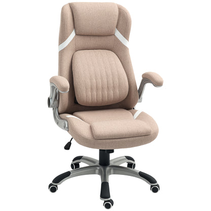 Height-Adjustable Height Fabric Recliner Office Chair, 68x76x109-117 cm, Light Brown