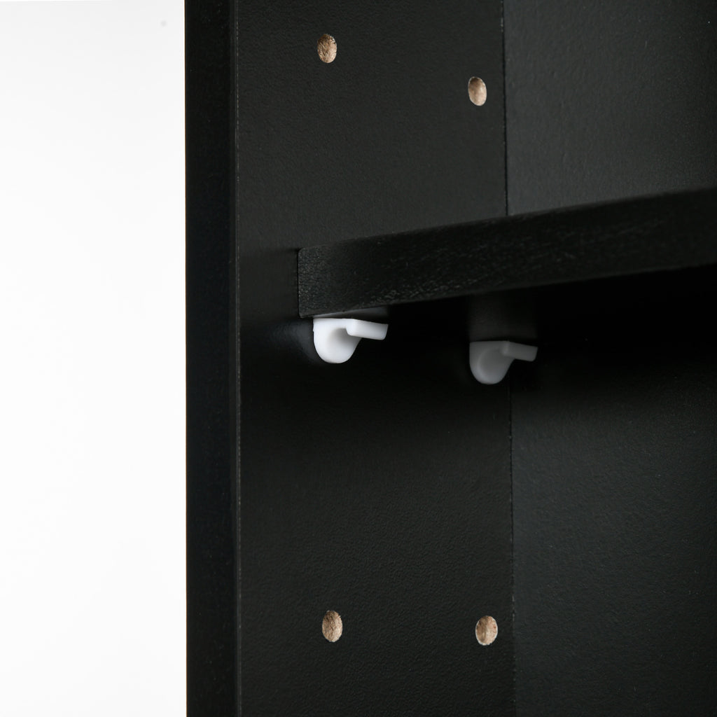 HOMCOM 5-Tier Wall Display Cabinet with Adjustable Shelves, in Glass and Chipboard, 80x9.5x60 cm, Black - Borgè