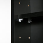 HOMCOM 5-Tier Wall Display Cabinet with Adjustable Shelves, in Glass and Chipboard, 80x9.5x60 cm, Black - Borgè