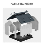 PawHut Waterproof Outdoor Plastic Dog House for Small and Mini Dogs with Window, 62x61x60 cm, Grey