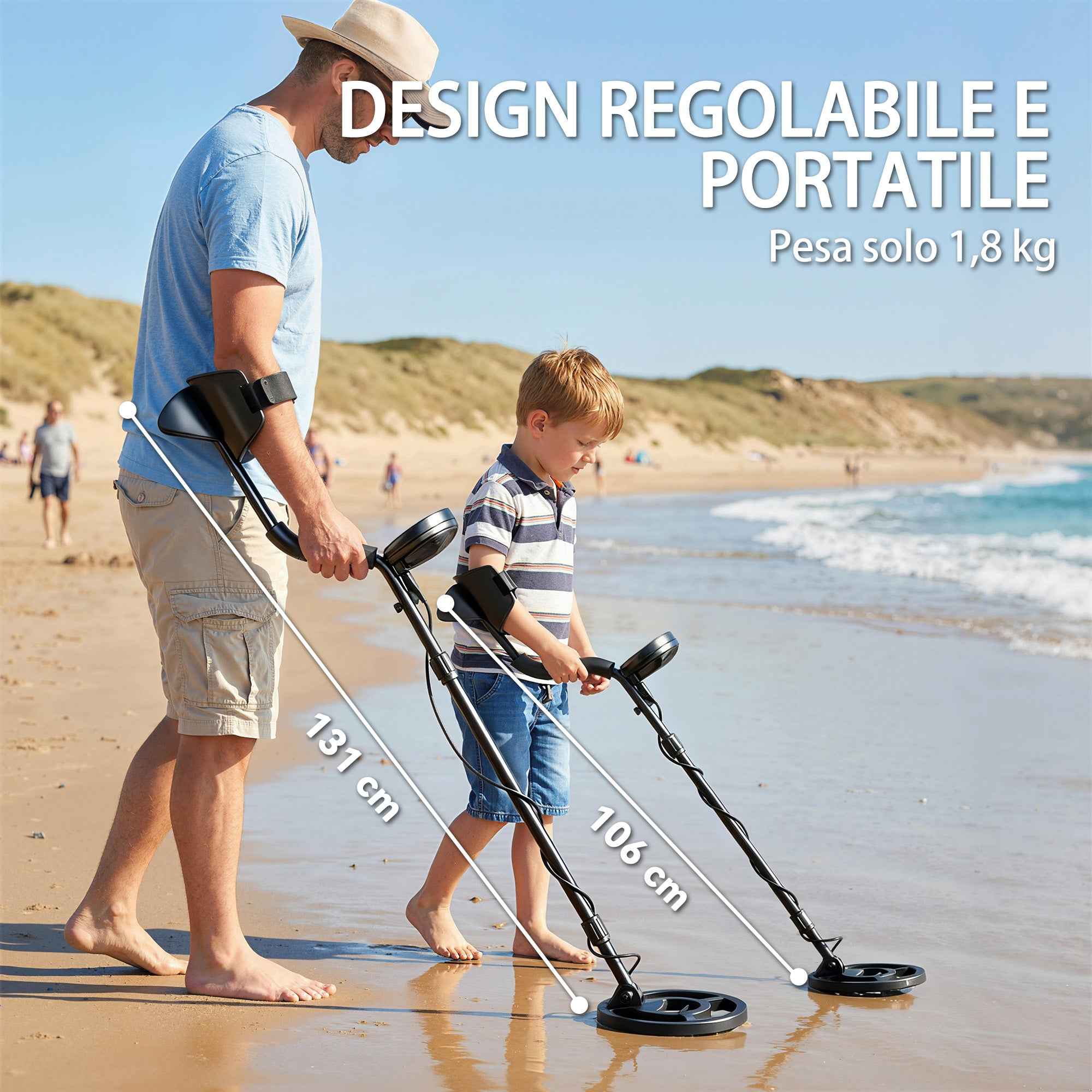 Outsunny Metal Detector 3 Modes Adults, IP68 Waterproof Coil, LCD Display