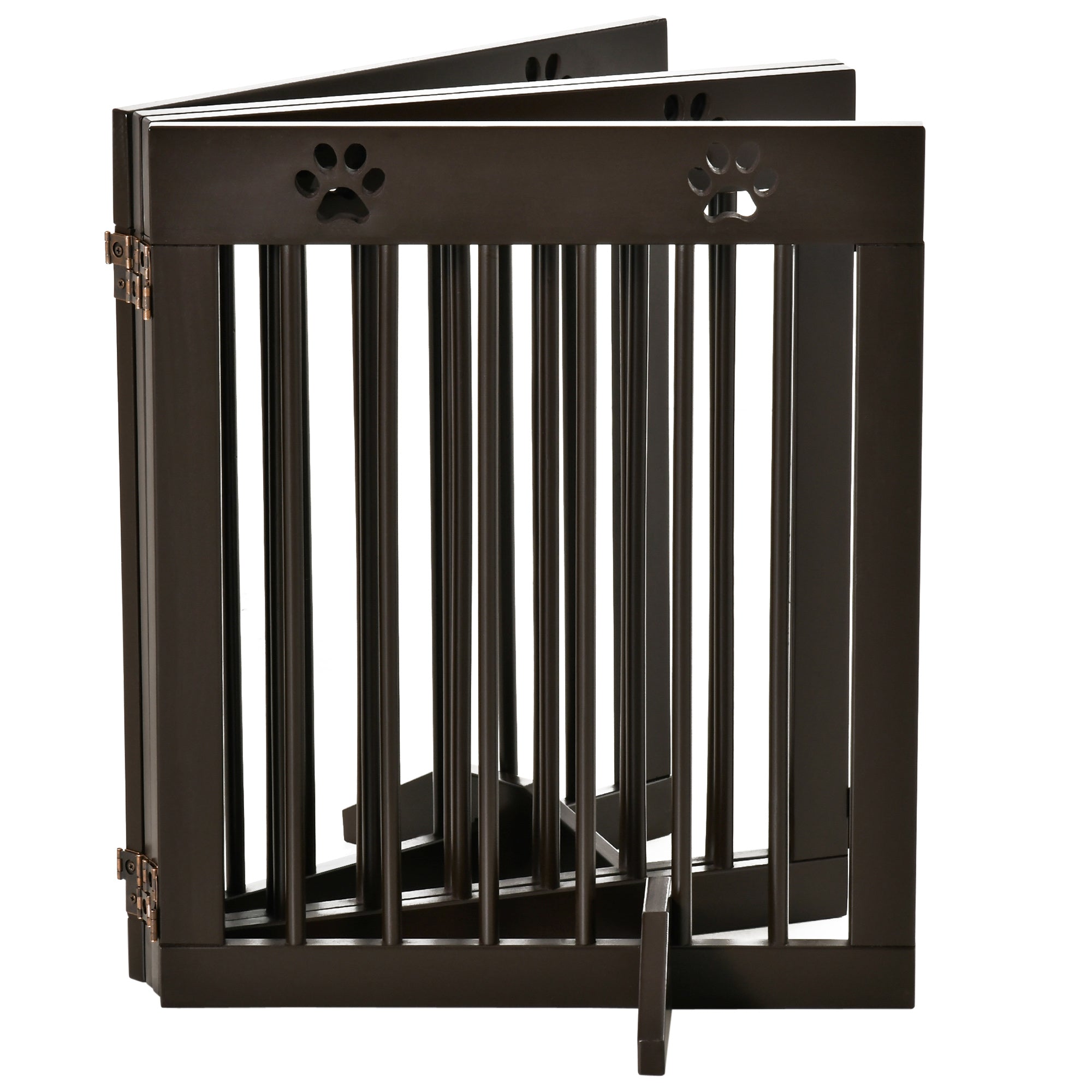 PAWHUT Dog gate small folding size, pine wood, 204x30x61 cm, brown - Borgè
