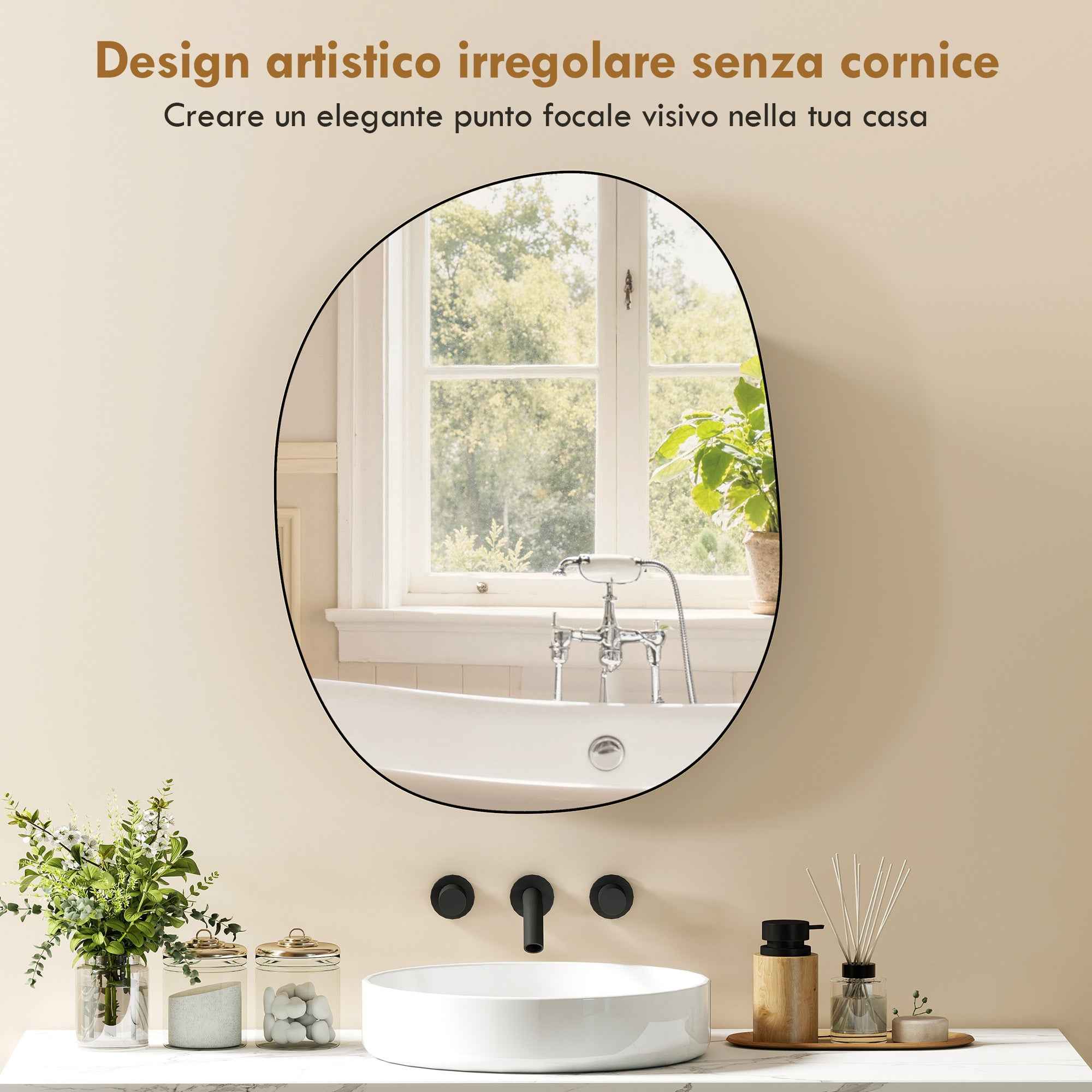 Bathroom Mirror Cabinet with 3 Internal Shelves, in Aluminum and Metal, 61x12x79 cm, Black