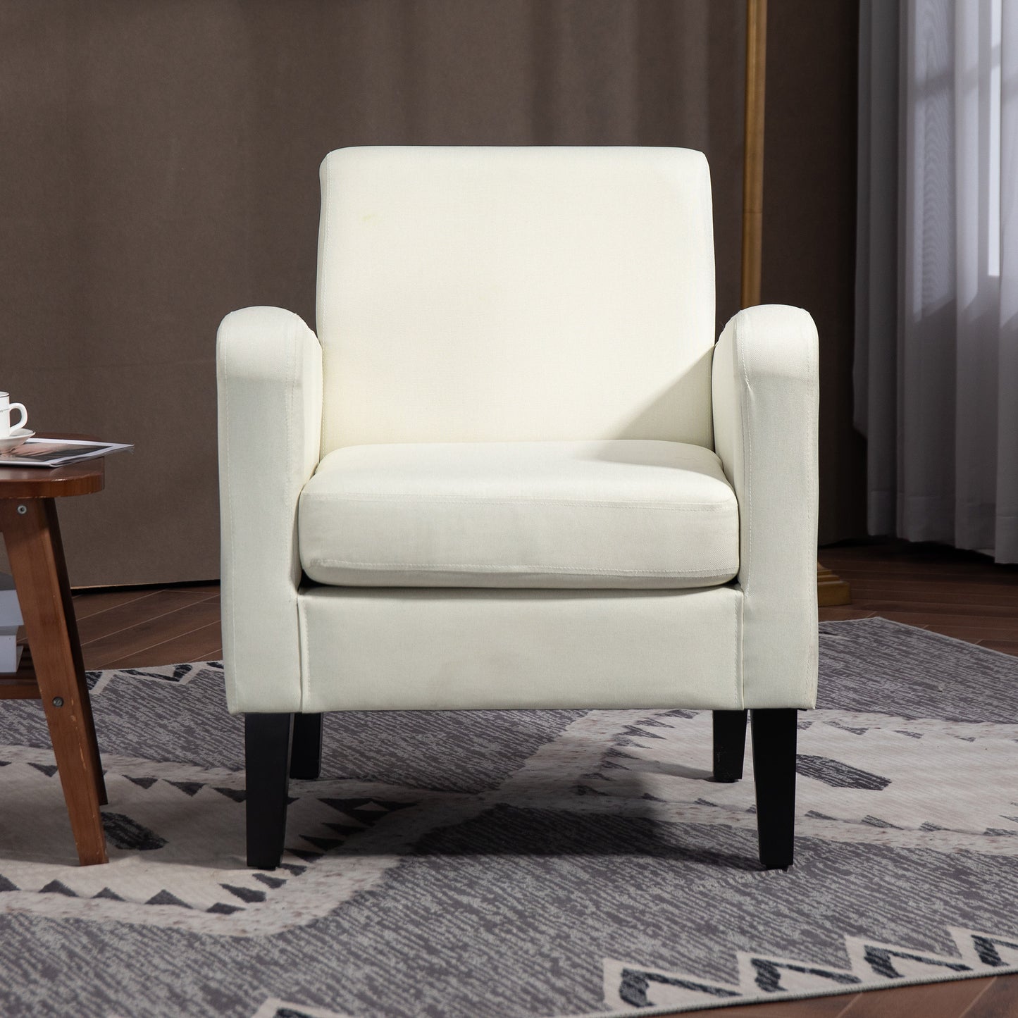 Modern Fabric Bedroom Armchair with Armrests, 66x72x74 cm, Cream