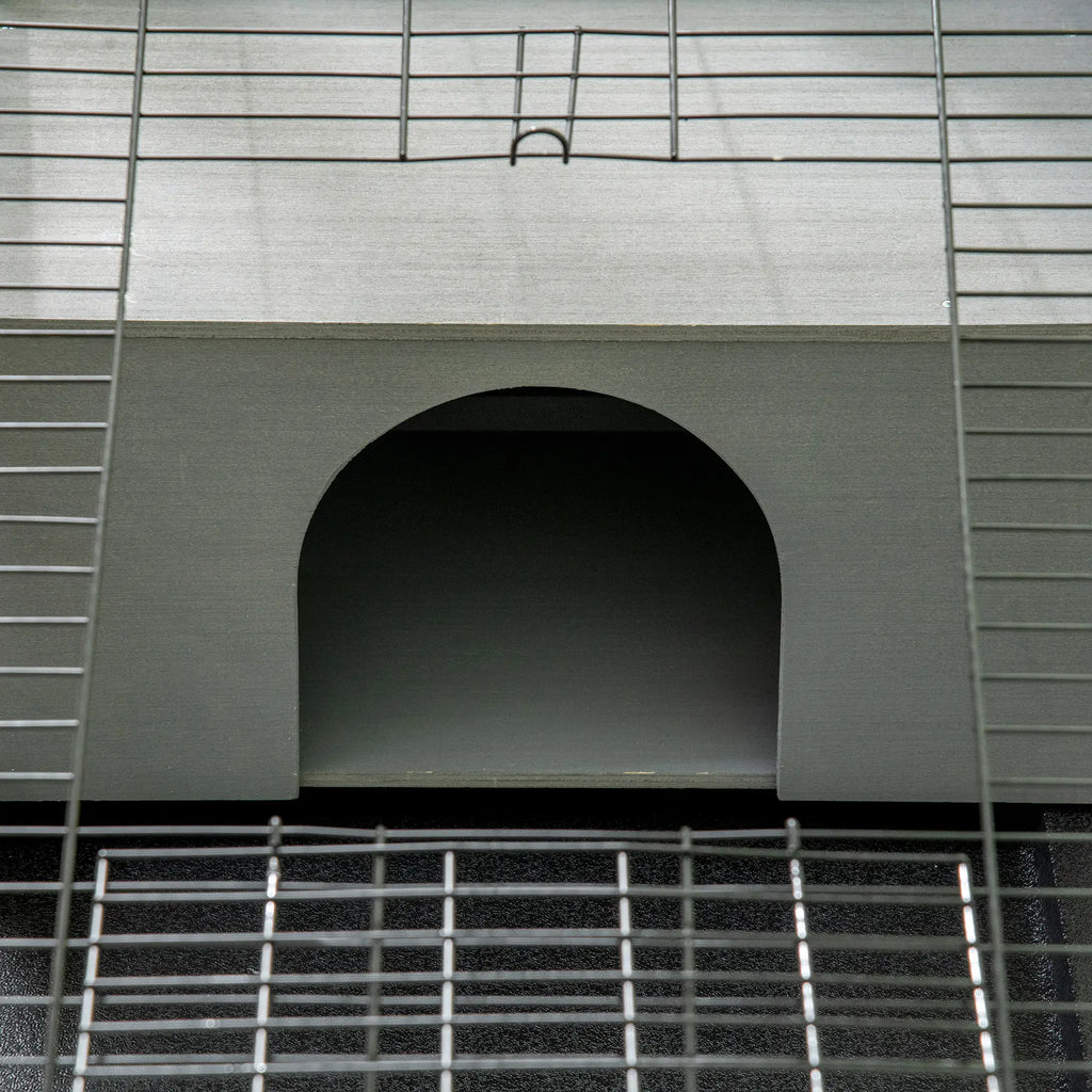 Wooden Rabbit Hutch with House and Open Area for 1 Rabbit, 90x53x50cm, Dark Grey - Borge' Group Limited