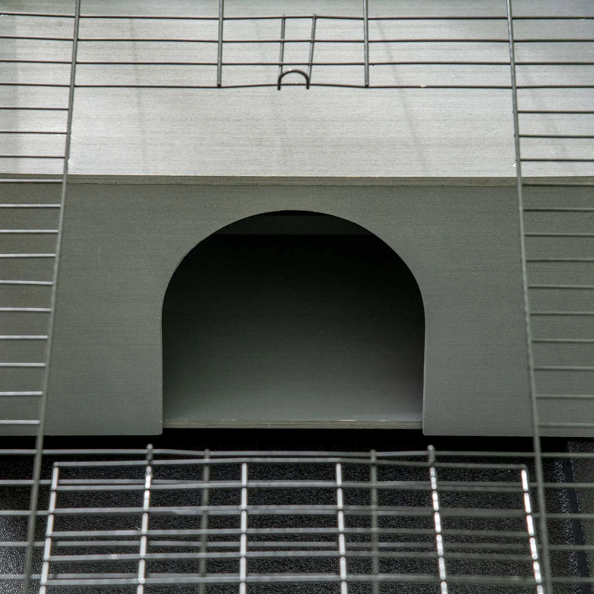 Wooden Rabbit Hutch with House and Open Area for 1 Rabbit, 90x53x50cm, Dark Grey - Borge' Group Limited