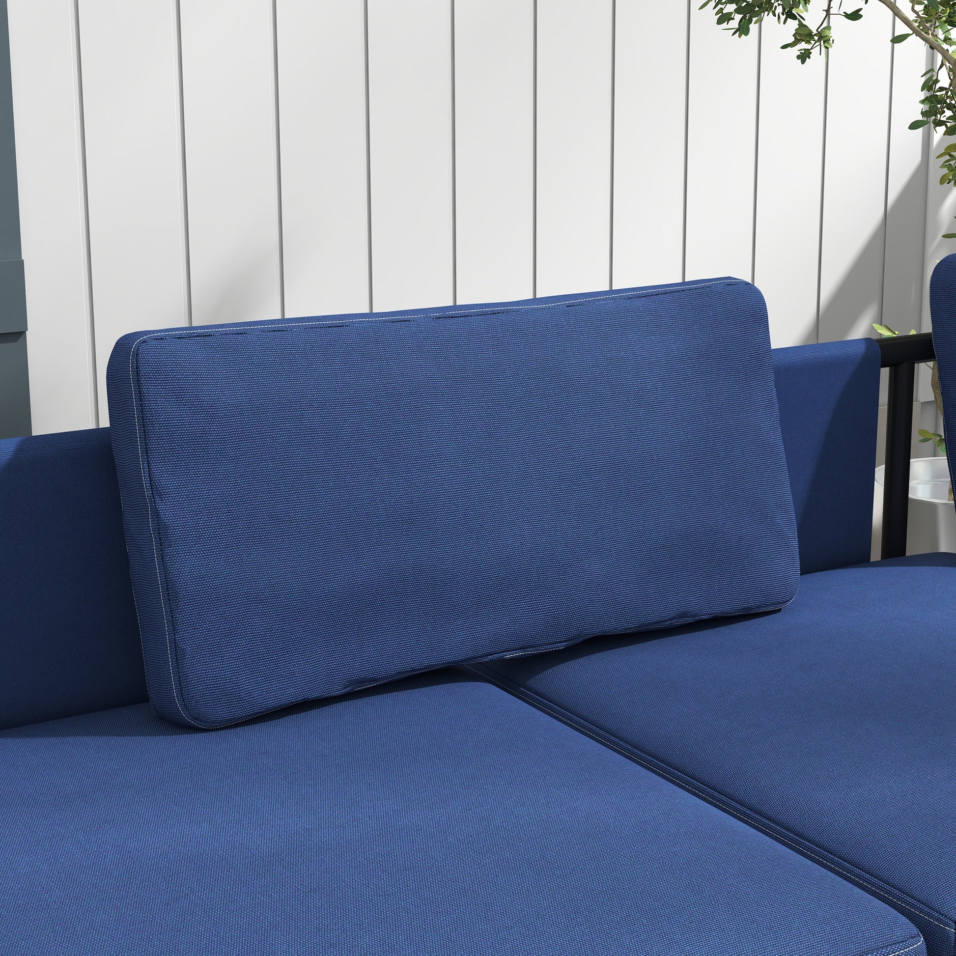 Elegant Garden Outdoor Garden furniture: Blue Corner Sofa & Steel Coffee Table - Borgè