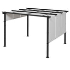 Outsunny Pergola Gazebo 3x3.5 m with 3 Adjustable Canopies, in Steel and Anti-UV Polyester, Light Grey