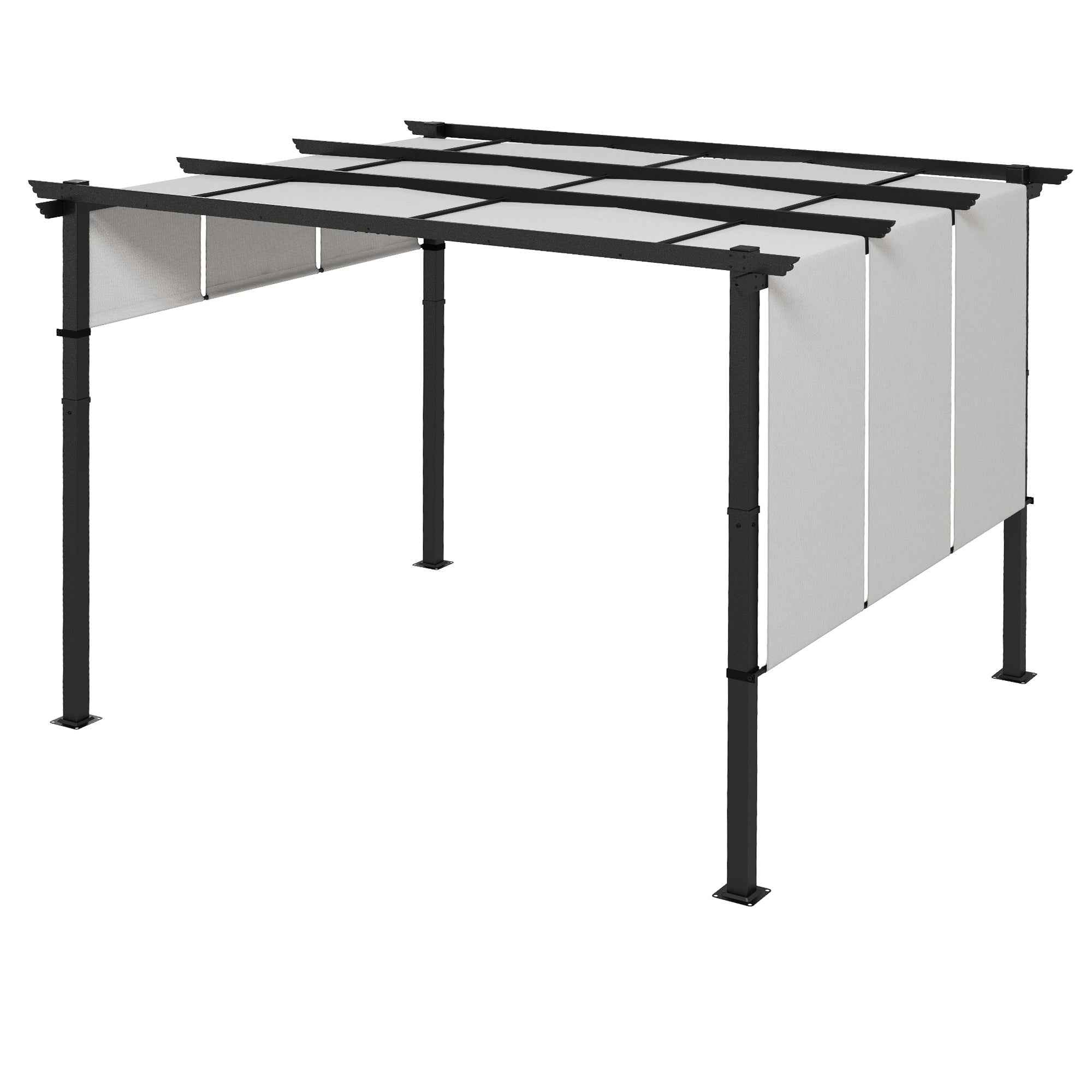 Outsunny Pergola Gazebo 3x3.5 m with 3 Adjustable Canopies, in Steel and Anti-UV Polyester, Light Grey