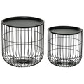 Homcom Set 2 Tavolini di Living Rooms Retondi steel with container compartment, black - Borgè