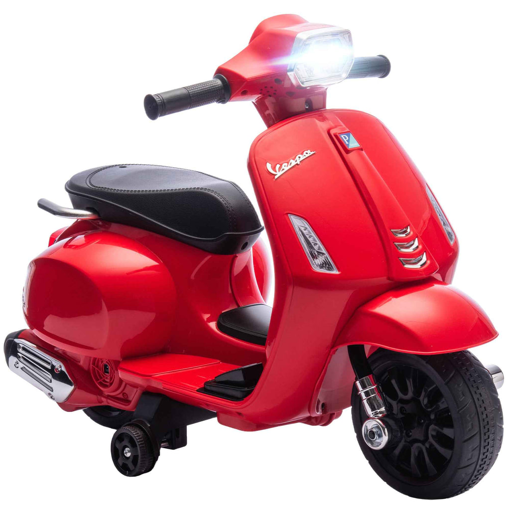 Electric Motorcycle for Kids Ages 2-6 with 6V Battery, Headlight, Horn and Auxiliary Wheels, Red