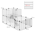 Modular Pet Playpen with 35x35 cm Panels and Accessories, Made of Steel and PP, 140x70x70 cm, Black