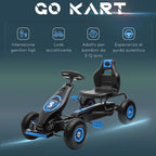 Pedal Go Kart for Kids Ages 5-12 with Adjustable Seat and Inflatable Wheels, Blue