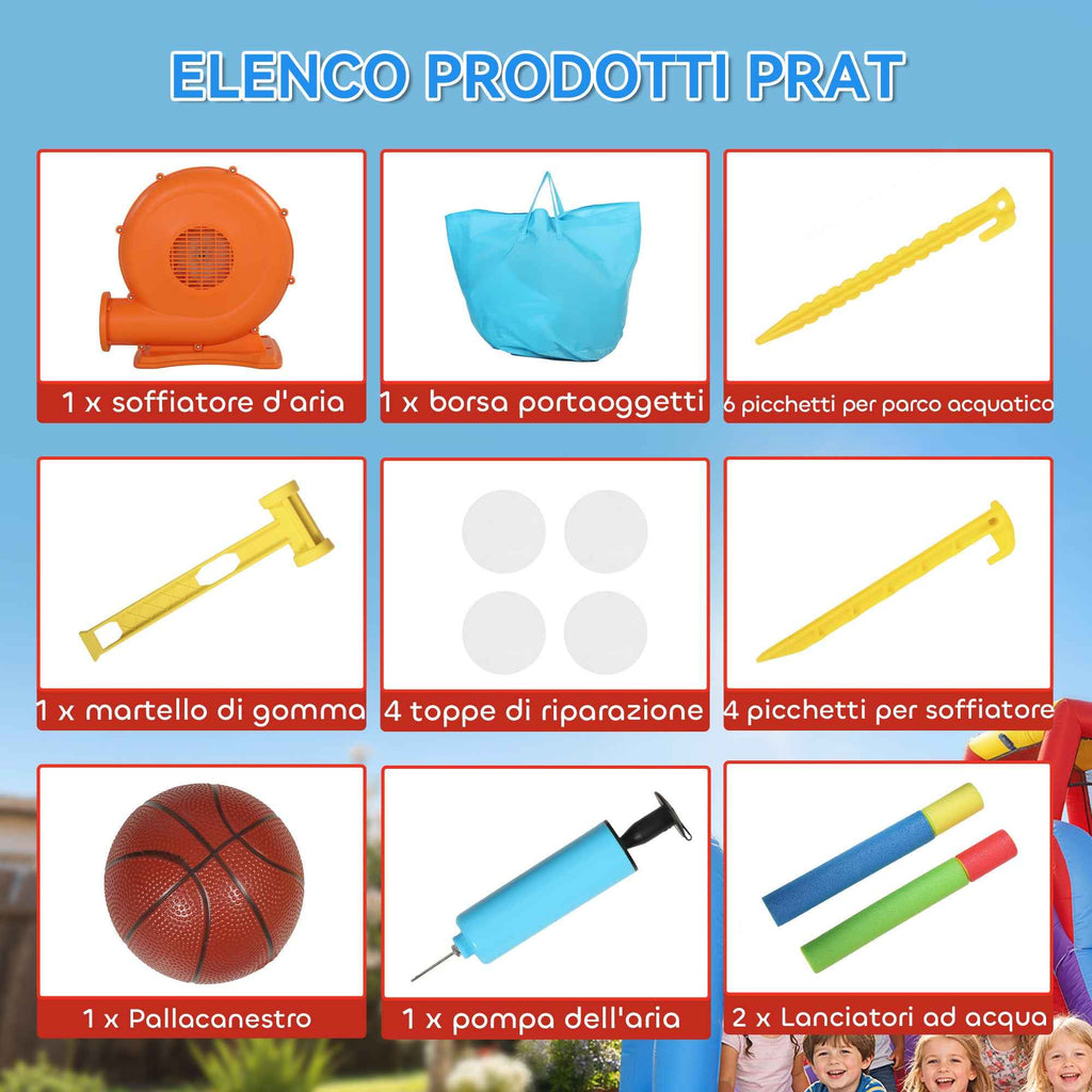 Inflatable Castle for Kids with Slide, Pool/Ball Pit, Basketball Hoop and Blower