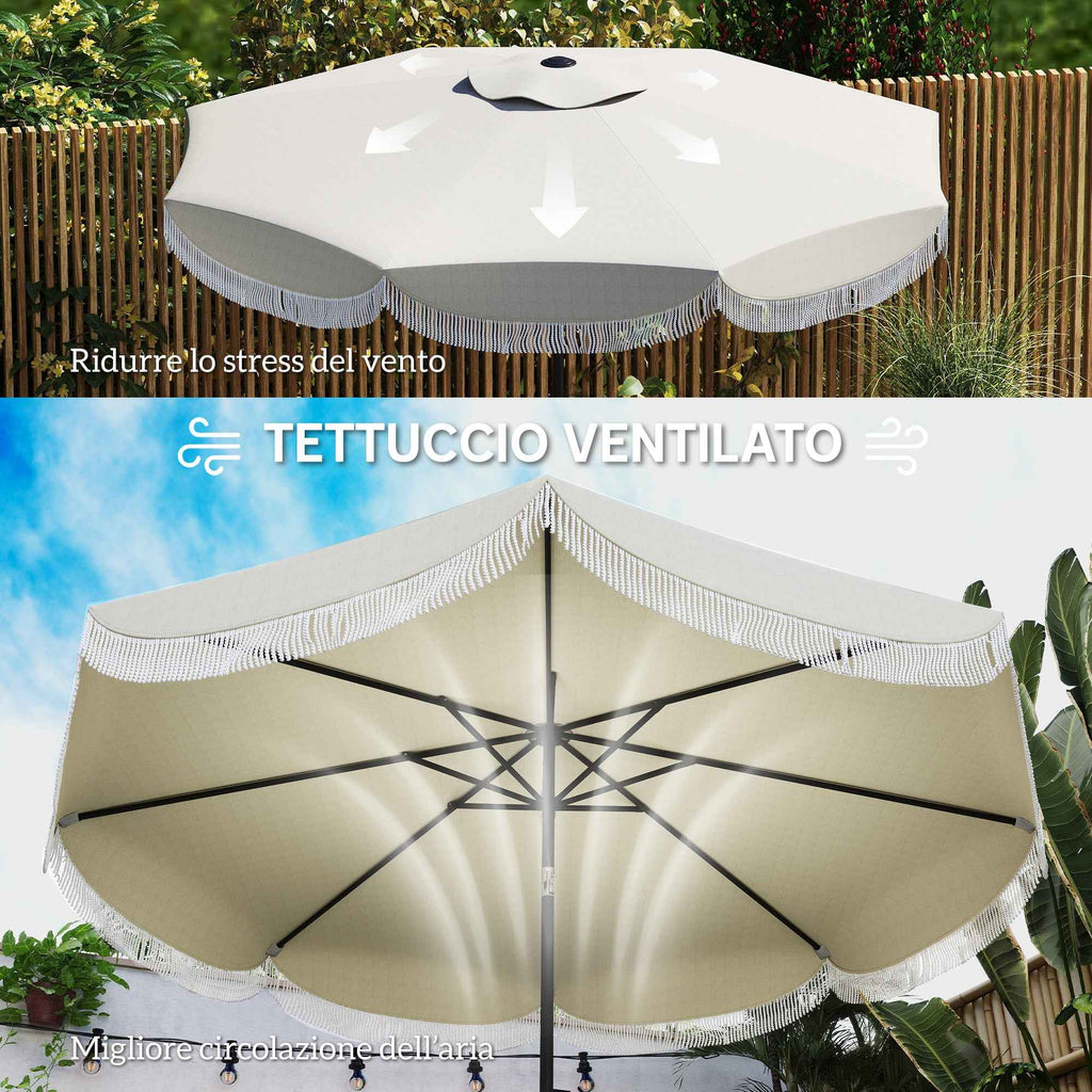 Outsunny 2.7x2.4 m Round Garden Umbrella with Crank Handle, Metal and Polyester, Light Grey