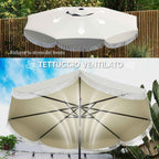 Outsunny 2.7x2.4 m Round Garden Umbrella with Crank Handle, Metal and Polyester, Light Grey