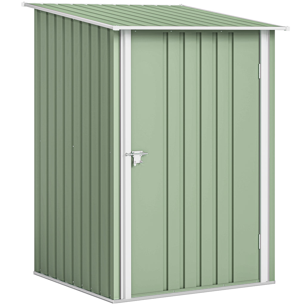 Outsunny Galvanized Steel Garden Shed with Door, 100x104x160 cm, Light Green