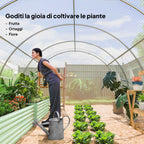 Outsunny Tunnel Greenhouse with Door, Panels and 8 Roller Windows, in Galvanized Steel and PE, 3.97x3x2 m, White