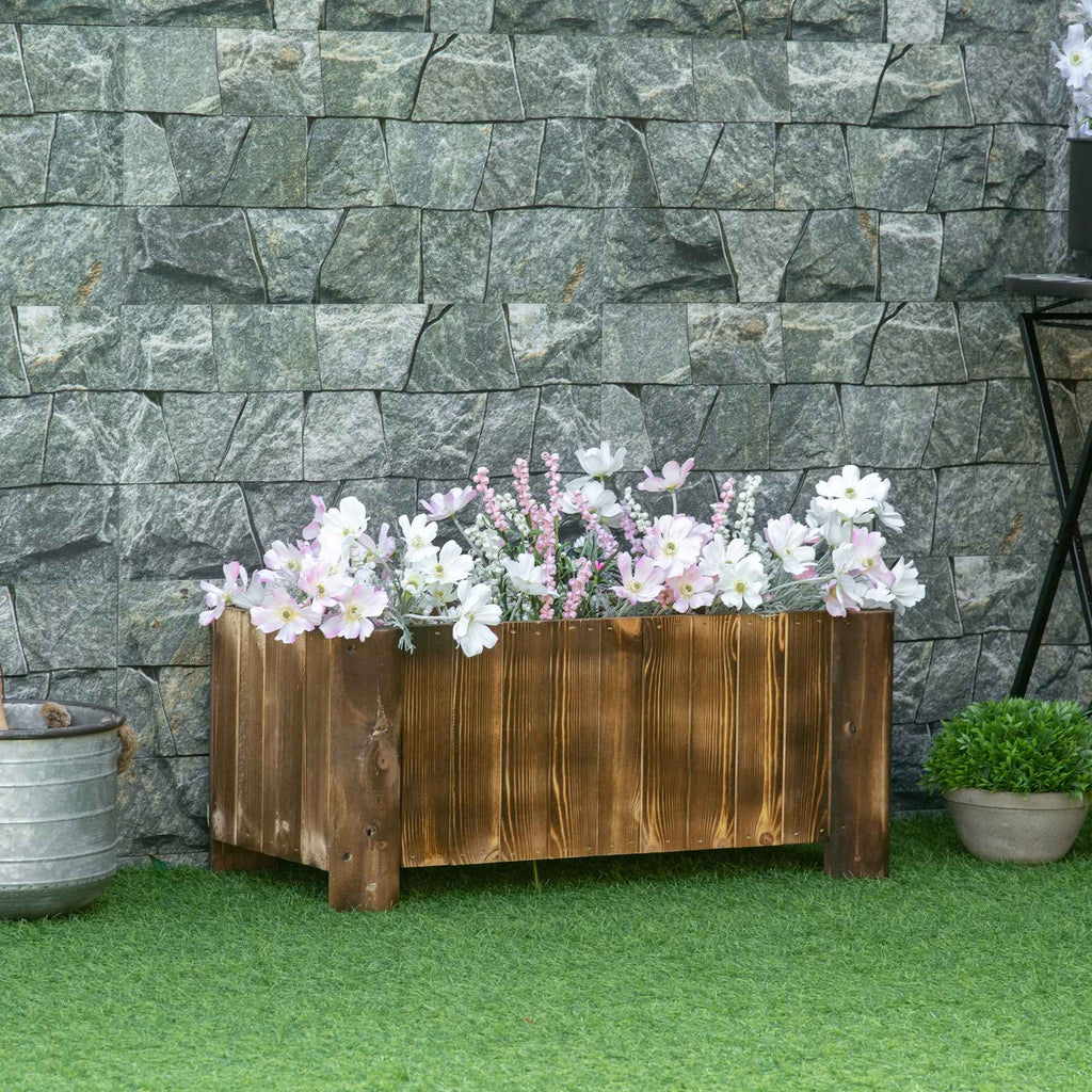 Outsunny Rectangular Fir Wood Planter Pot 70 x 35 x 30cm