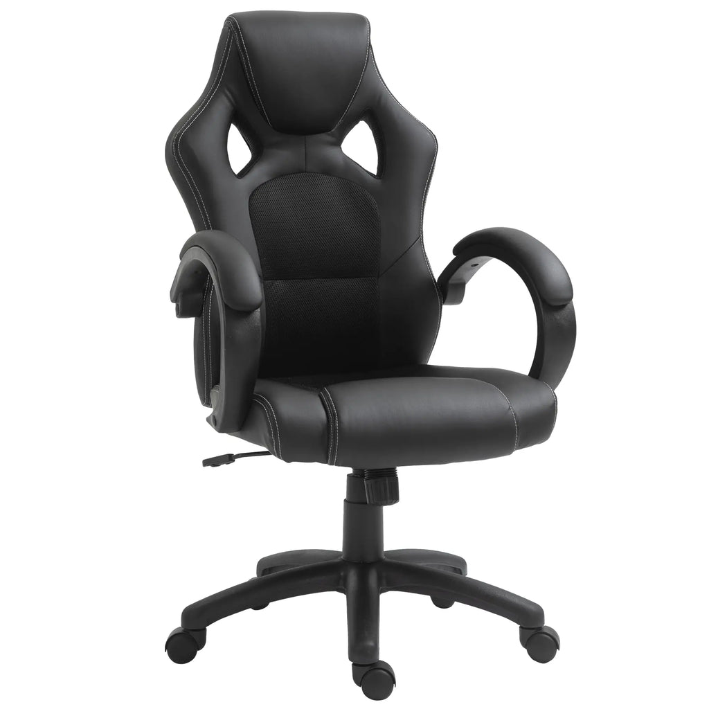 Height Adjustable Gaming Chair, Office Chair with Rocking Function, Swivel and Reclining, 71x61x108-118 cm, Black