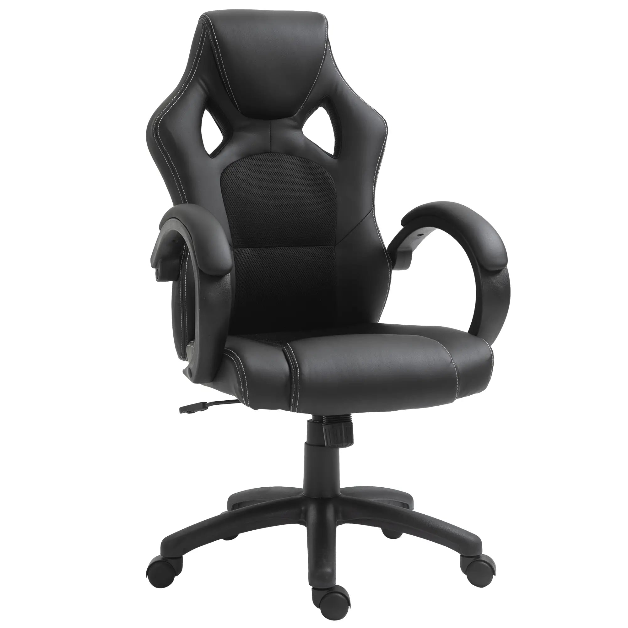 Height Adjustable Gaming Chair, Office Chair with Rocking Function, Swivel and Reclining, 71x61x108-118 cm, Black
