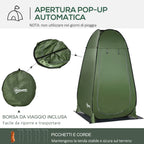 Camping and Beach Shower Tent with Zipper Door and Transport Bag, 126x124x189 cm, Dark Green