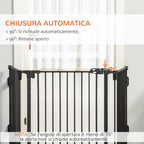 Folding Steel Dog Gate with Automatic Closure, 202.5 x 2 x 76 cm, Black