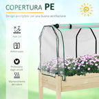 Vegetable Garden Bed with Greenhouse, Outdoor Plant Holder in Wood and PE for Flowers and Vegetables, 121x55x117cm