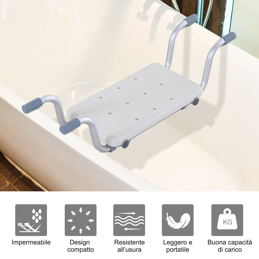 Aluminum Alloy and Plastic Bathtub Seat, Adjustable Width 73-83cm Bathtub Stool, Max. Load 150kg
