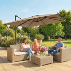 Outsunny 3x3m Off-Center Garden Umbrella with Cross Base and Cover, Aluminum, Khaki