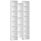 HOMCOM Modern Wooden Bookcase, 181 cm High, with 21 Compartments and 10 Adjustable Shelves, White