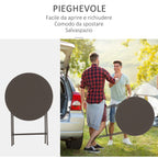 3-Piece Folding Garden Table and Chairs Set, Brown Steel, for Balcony, Terrace, Outdoor