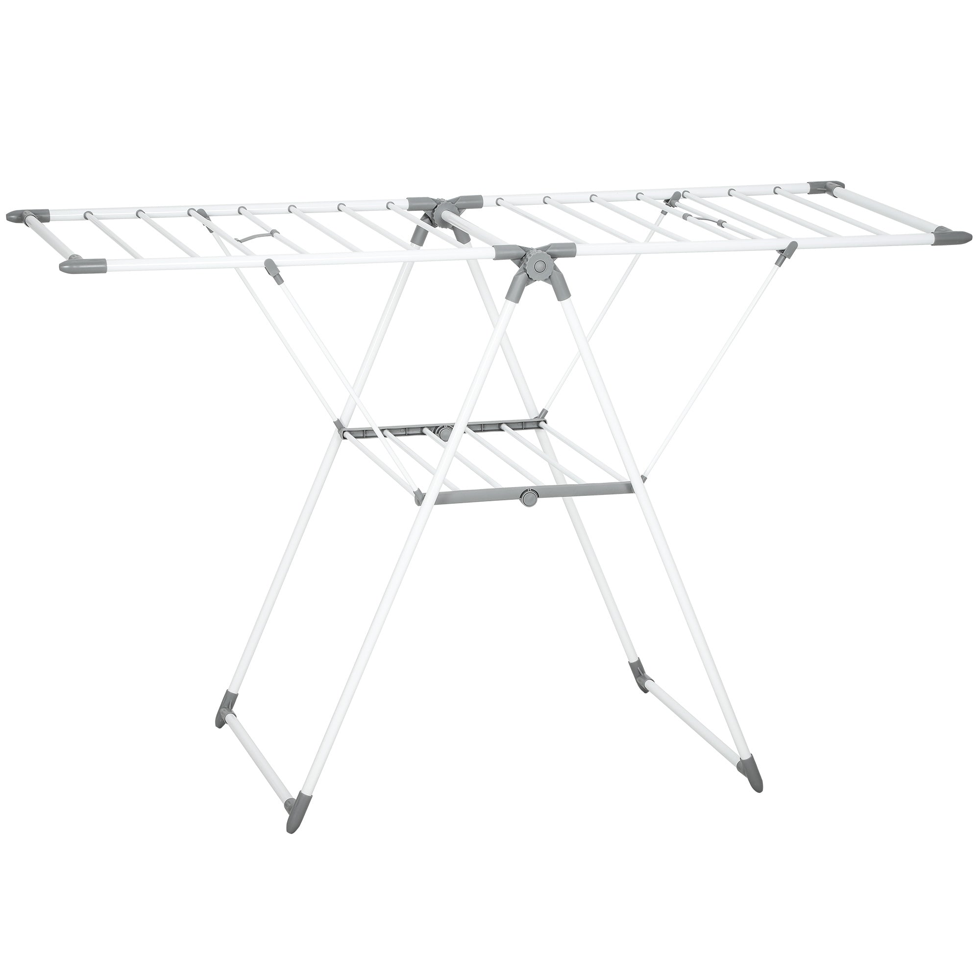 HOMCOM 2-Tier Clothes Airer, Adjustable to 4 Heights, Metal and Plastic, 156.5 x 61.5 x 97 cm, White