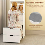 HOMCOM Makeup Vanity Table with Illuminated Mirror and Stool, Adjustable Light, Drawers and Cabinet, White
