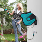 Automatic Wall-Mounted Hose Reel with 7 Watering Modes, Plastic, 44x22.5x41 cm, Black and Green