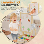 AIYAPLAY Children's Easel with Double Board for Chalk and Markers, Magnetic Whiteboard and Paper Roll, Wood