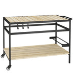 Outsunny Garden Food Cart in Wood with Slats and Steel, Shelf and Handle, 107x65x80 cm