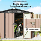 Outsunny 364 x 238 cm Metal Garden Shed with 4 Vents and Lockable Double Doors, Brown