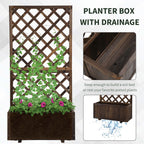 Outsunny Outdoor Fioriera with grilled for climbing and vase, in fir wood, 72.5x31.5x149.5 cm - Borgè
