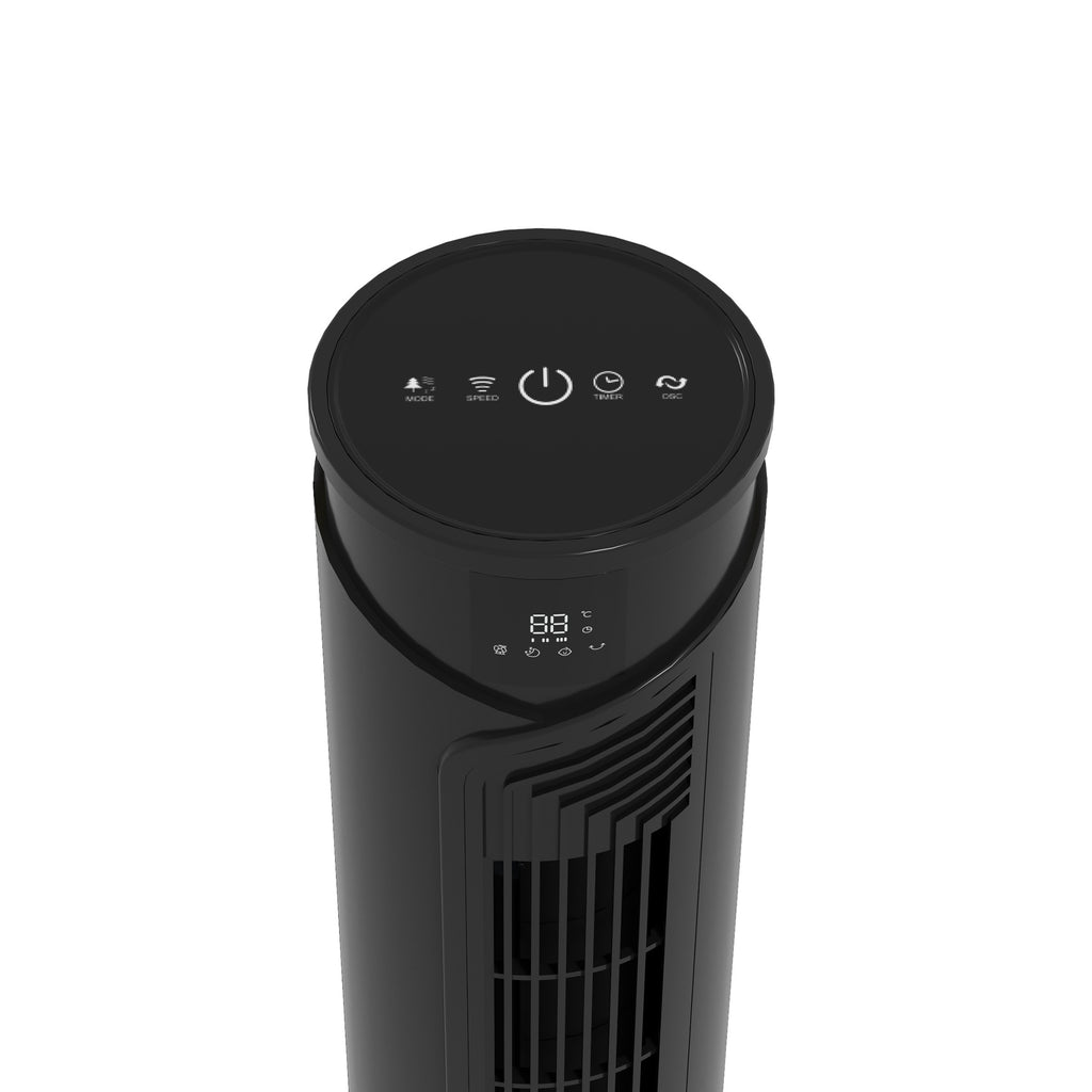 45W Tower Fan with 4 Modes and 3 Speeds with 12h Timer, in ABS, Ø31.5x93 cm, Black - Borgè