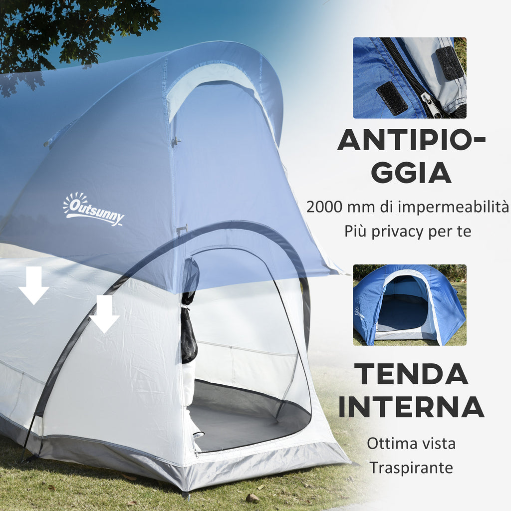 Camping Tent in Polyester and Oxford Fabric with Internal Hook and Mesh Windows, 265x140x95 cm