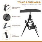 Outsunny 3-Seater Garden Swing with Canopy, Breathable Seat, and Steel Frame, Black