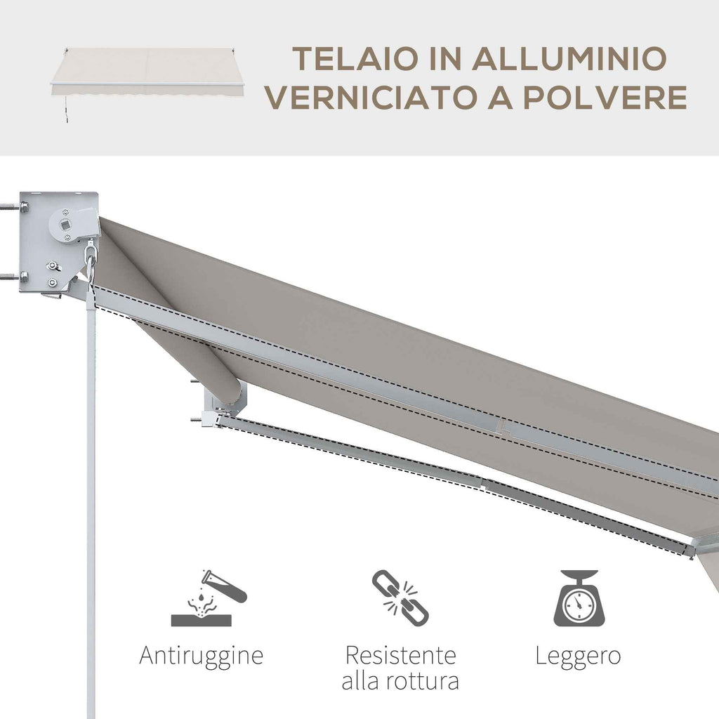 Outsunny 3x2m Adjustable 5°-35° Aluminum and Polyester Awning, Cream White