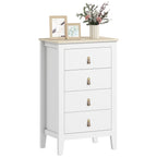 4-Drawer Bedroom Chest with Faux Leather Handles, 60x40x98cm, White
